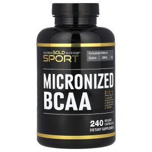 California Gold Nutrition, Sport, микронизированные BCAA, аминокислоты с разветвлённой цепью, 240 растительных капсул