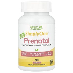 Super Nutrition, Simply One®, мультивитамины для беременных, с суперзеленью, специями, витамином A и фолатом, 90 таблеток