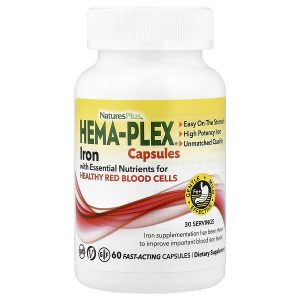 NaturesPlus, Hema-Plex, комплекс с железом, 60 капсул быстрого действия