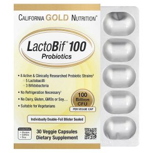California Gold Nutrition, LactoBif® 100, пробиотики, 100 млрд КОЕ, 30 растительных капсул