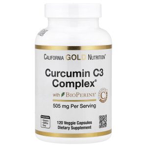 California Gold Nutrition, Curcumin C3 Complex®, комплекс куркумина из куркумы с экстрактом чёрного перца BioPerine®, повышенная биодоступность, 120 растительных капсул