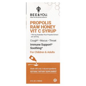 Bee & You, Сироп с прополисом и необработанным медом с витамином C, 150 мл (5 жидк. Унций)