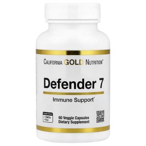 California Gold Nutrition, Defender 7, с витамином A, цинком, селеном и овсяным бета-глюканом, 60 растительных капсул