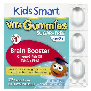 Kids Smart, Vita Gummies, Brain Booster, добавка для поддержки мозга, без сахара, для детей от 2 лет, с фруктовым вкусом, 27 жевательных таблеток
