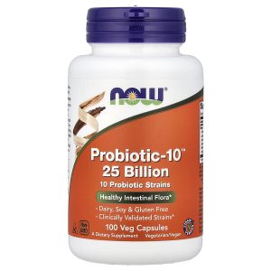 NOW Foods, Probiotic-10, 25 млрд, 100 растительных капсул