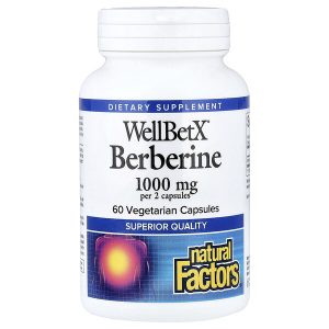 Natural Factors, WellBetX®, берберин, 60 вегетарианских капсул (500 мг в 1 капсуле)